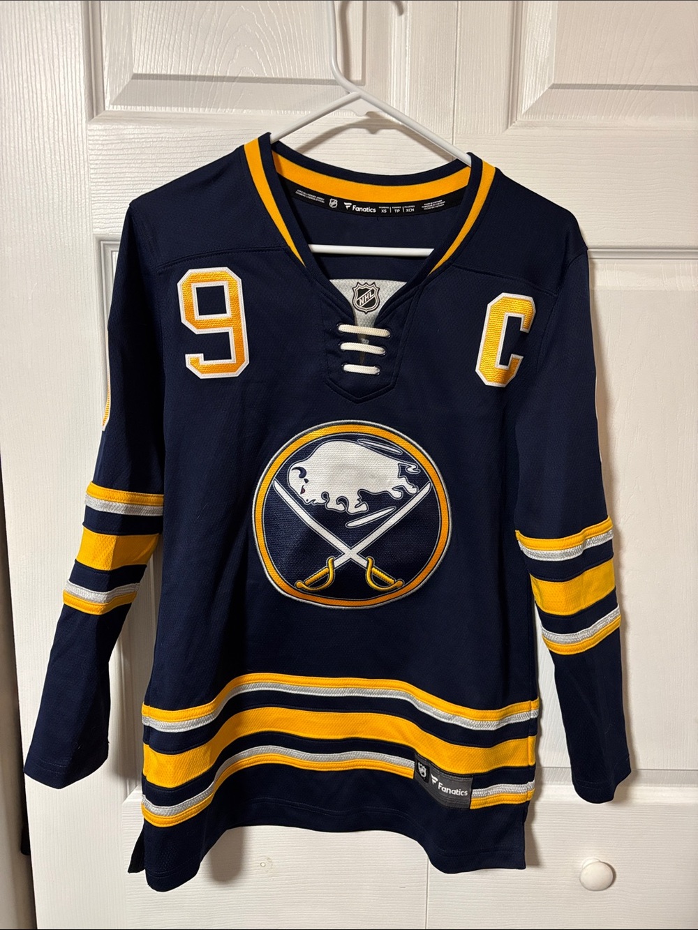 Fanatics Navy and Gold Buffalo Sabres #9 Captain Hockey Jersey